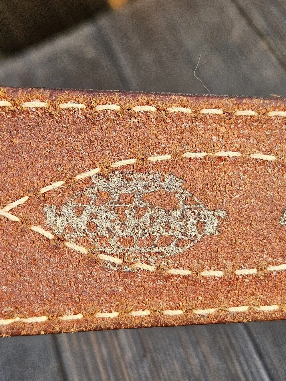 Vintage Western Wright Brown Leather Belt Sz 40 Diamond Stitched Cowboy...
